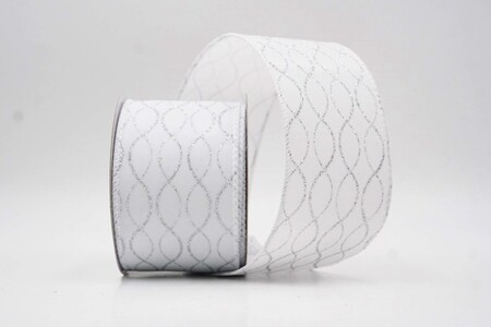 Wit glitterlint met ogee-raster en draad_KW0469GC-1-1